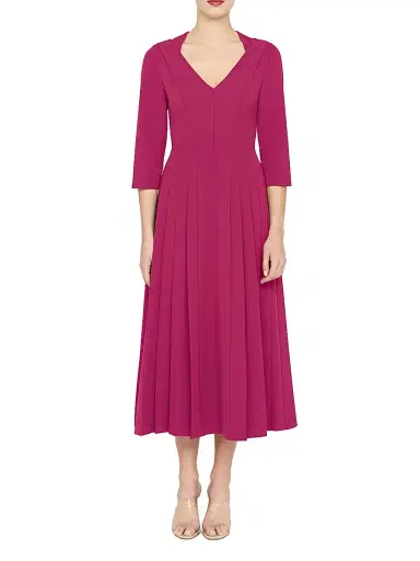 Kay Unger Women's Enola Stretch-Crepe V-Neck Midi-Dress - Sangria | Thumbnail 2 Kay Unger Women's Enola Stretch-Crepe V-Neck Midi-Dress - Sangria | Thumbnail 2