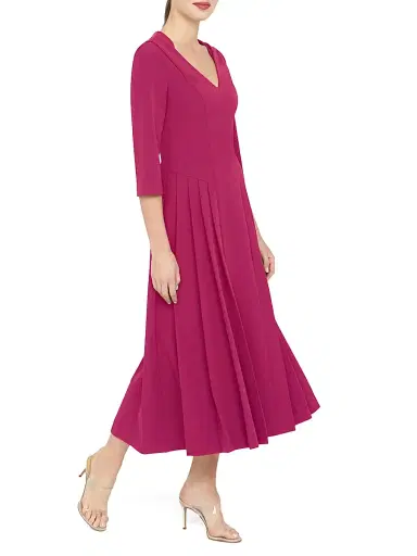 Kay Unger Women's Enola Stretch-Crepe V-Neck Midi-Dress - Sangria | Thumbnail 3 Kay Unger Women's Enola Stretch-Crepe V-Neck Midi-Dress - Sangria | Thumbnail 3