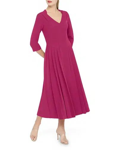 Kay Unger Women's Enola Stretch-Crepe V-Neck Midi-Dress - Sangria | Thumbnail 5 Kay Unger Women's Enola Stretch-Crepe V-Neck Midi-Dress - Sangria | Thumbnail 5