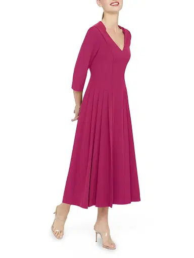Kay Unger Women's Enola Stretch-Crepe V-Neck Midi-Dress - Sangria | Thumbnail 6 Kay Unger Women's Enola Stretch-Crepe V-Neck Midi-Dress - Sangria | Thumbnail 6