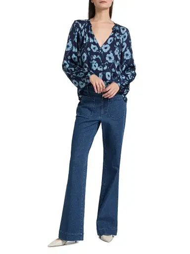 Tanya Taylor Women's Sonia Poppy Dots Silk-Blend Top - Maritime Blue Multi | Thumbnail 2 Tanya Taylor Women's Sonia Poppy Dots Silk-Blend Top - Maritime Blue Multi | Thumbnail 2