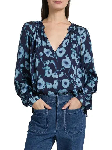 Tanya Taylor Women's Sonia Poppy Dots Silk-Blend Top - Maritime Blue Multi | Thumbnail 3 Tanya Taylor Women's Sonia Poppy Dots Silk-Blend Top - Maritime Blue Multi | Thumbnail 3