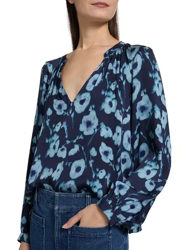 Tanya Taylor Women's Sonia Poppy Dots Silk-Blend Top - Maritime Blue Multi | Thumbnail 6 Tanya Taylor Women's Sonia Poppy Dots Silk-Blend Top - Maritime Blue Multi | Thumbnail 6