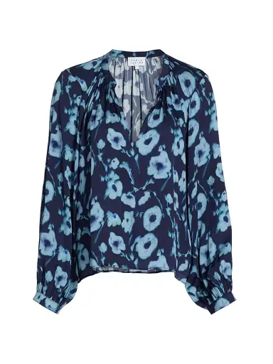 Tanya Taylor Women's Sonia Poppy Dots Silk-Blend Top - Maritime Blue Multi | Thumbnail 1 Tanya Taylor Women's Sonia Poppy Dots Silk-Blend Top - Maritime Blue Multi | Thumbnail 1