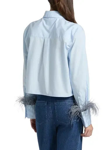 Tanya Taylor Women's Largaux Feather-Trim Cotton Poplin Top - Oxford | Thumbnail 5 Tanya Taylor Women's Largaux Feather-Trim Cotton Poplin Top - Oxford | Thumbnail 5