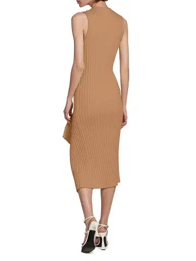 Stella McCartney Women's Asymmetric Rib-Knit Cotton Midi-Dress | Thumbnail 5 Stella McCartney Women's Asymmetric Rib-Knit Cotton Midi-Dress | Thumbnail 5