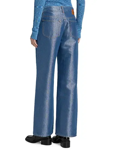 Ganni Women's Izey Shiny Weft Denim Jeans - Mid Blue Stone | Thumbnail 5 Ganni Women's Izey Shiny Weft Denim Jeans - Mid Blue Stone | Thumbnail 5