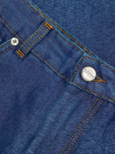 Ganni Women's Izey Shiny Weft Denim Jeans - Mid Blue Stone | Thumbnail 7 Ganni Women's Izey Shiny Weft Denim Jeans - Mid Blue Stone | Thumbnail 7
