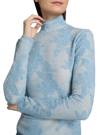 Ganni Women's Flower Jacquard Mock Turtleneck Sweater - Blissful Blue | Thumbnail 6 Ganni Women's Flower Jacquard Mock Turtleneck Sweater - Blissful Blue | Thumbnail 6