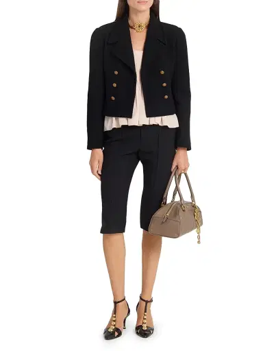 Chloé Women's Wool-Blend Double-Breasted Blazer - Black | Thumbnail 2 Chloé Women's Wool-Blend Double-Breasted Blazer - Black | Thumbnail 2