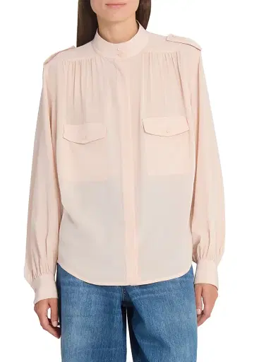 Chloé Women's Shirred Yoke Silk Blouse - Delicate Pink | Thumbnail 3 Chloé Women's Shirred Yoke Silk Blouse - Delicate Pink | Thumbnail 3