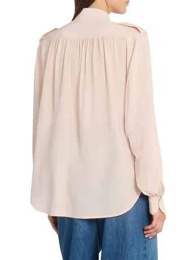 Chloé Women's Shirred Yoke Silk Blouse - Delicate Pink | Thumbnail 5 Chloé Women's Shirred Yoke Silk Blouse - Delicate Pink | Thumbnail 5