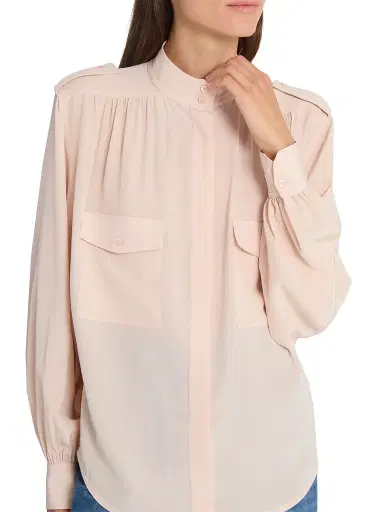 Chloé Women's Shirred Yoke Silk Blouse - Delicate Pink | Thumbnail 6 Chloé Women's Shirred Yoke Silk Blouse - Delicate Pink | Thumbnail 6