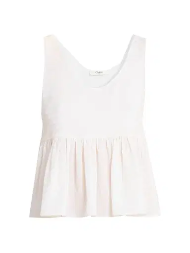 Chloé Women's Shirred Silk Tank - Iconic Milk | Thumbnail 1 Chloé Women's Shirred Silk Tank - Iconic Milk | Thumbnail 1