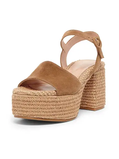 Gianvito Rossi Women's Carol Marbella Suede & Raffia Platform Sandals - Camel Natural - Size 11 | Thumbnail 2 Gianvito Rossi Women's Carol Marbella Suede & Raffia Platform Sandals - Camel Natural - Size 11 | Thumbnail 2
