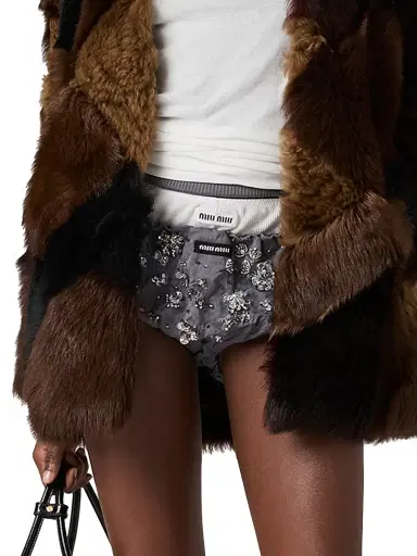 Miu Miu Women's Embroidered Duchesse Panty - Grey - Size 0 | Thumbnail 2 Miu Miu Women's Embroidered Duchesse Panty - Grey - Size 0 | Thumbnail 2