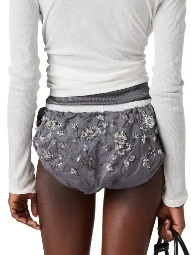 Miu Miu Women's Embroidered Duchesse Panty - Grey - Size 0 | Thumbnail 3 Miu Miu Women's Embroidered Duchesse Panty - Grey - Size 0 | Thumbnail 3