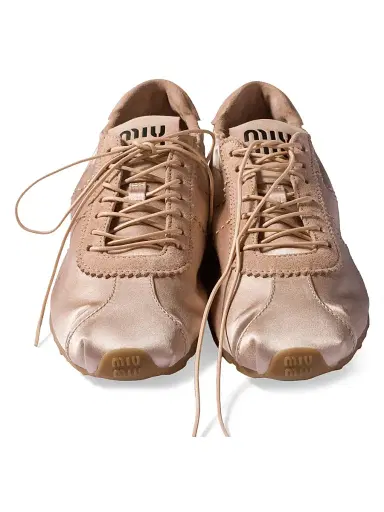 Miu Miu Women's Plume Satin Sneakers - Brown | Thumbnail 6 Miu Miu Women's Plume Satin Sneakers - Brown | Thumbnail 6