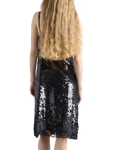 Prada Women's Embroidered Velvet Dress with Sequins and Lace - Black | Thumbnail 3 Prada Women's Embroidered Velvet Dress with Sequins and Lace - Black | Thumbnail 3