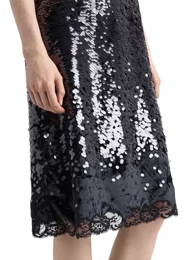 Prada Women's Embroidered Velvet Dress with Sequins and Lace - Black | Thumbnail 4 Prada Women's Embroidered Velvet Dress with Sequins and Lace - Black | Thumbnail 4