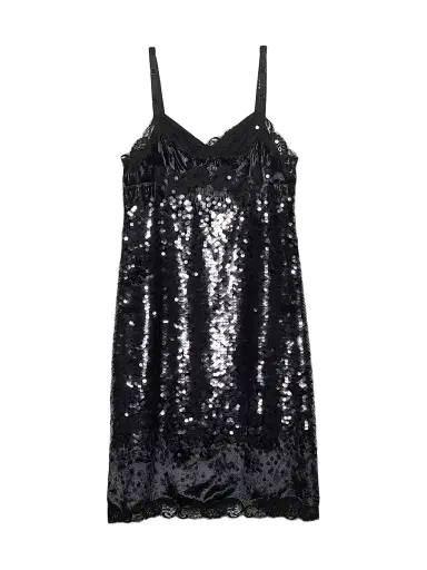 Prada Women's Embroidered Velvet Dress with Sequins and Lace - Black | Thumbnail 1 Prada Women's Embroidered Velvet Dress with Sequins and Lace - Black | Thumbnail 1