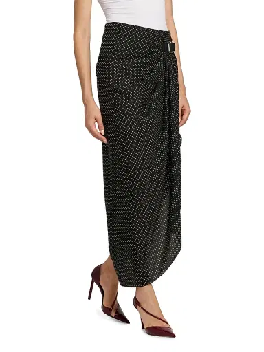 Tom Ford Women's Polka Dot Silk Wrap Midi-Skirt - Black Off White - Size 6 | Thumbnail 4 Tom Ford Women's Polka Dot Silk Wrap Midi-Skirt - Black Off White - Size 6 | Thumbnail 4