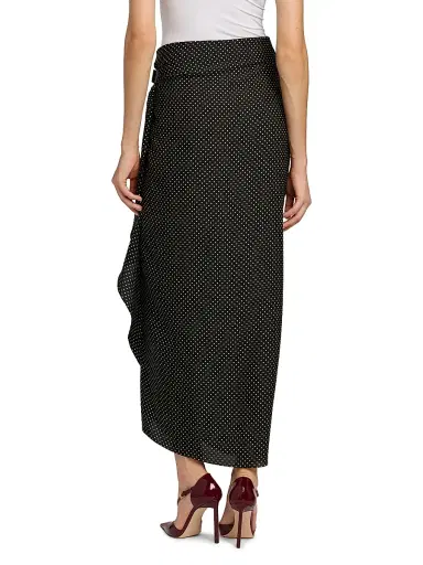 Tom Ford Women's Polka Dot Silk Wrap Midi-Skirt - Black Off White - Size 6 | Thumbnail 5 Tom Ford Women's Polka Dot Silk Wrap Midi-Skirt - Black Off White - Size 6 | Thumbnail 5