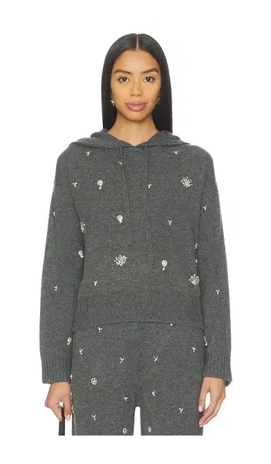 SIMKHAI Karmen Embellished Hooded Top | Thumbnail 1 SIMKHAI Karmen Embellished Hooded Top | Thumbnail 1