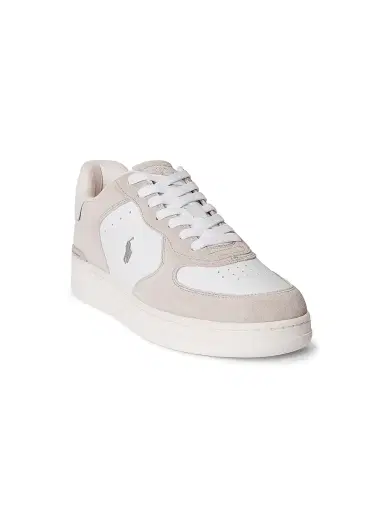 Polo Ralph Lauren Men's Masters CRT Low-Top Leather Sneakers - Gray Violet White | Thumbnail 2 Polo Ralph Lauren Men's Masters CRT Low-Top Leather Sneakers - Gray Violet White | Thumbnail 2