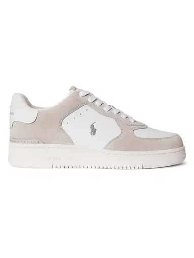 Polo Ralph Lauren Men's Masters CRT Low-Top Leather Sneakers - Gray Violet White | Thumbnail 1 Polo Ralph Lauren Men's Masters CRT Low-Top Leather Sneakers - Gray Violet White | Thumbnail 1