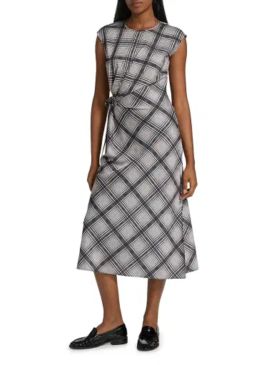 DEREK LAM 10 CROSBY Women's Adelita Check Crêpe Satin Midi-Dress | Thumbnail 3 DEREK LAM 10 CROSBY Women's Adelita Check Crêpe Satin Midi-Dress | Thumbnail 3