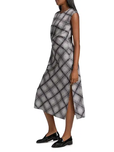 DEREK LAM 10 CROSBY Women's Adelita Check Crêpe Satin Midi-Dress | Thumbnail 4 DEREK LAM 10 CROSBY Women's Adelita Check Crêpe Satin Midi-Dress | Thumbnail 4