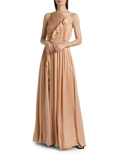 Ulla Johnson Women's Pleated Silk Gown - Sand | Thumbnail 2 Ulla Johnson Women's Pleated Silk Gown - Sand | Thumbnail 2