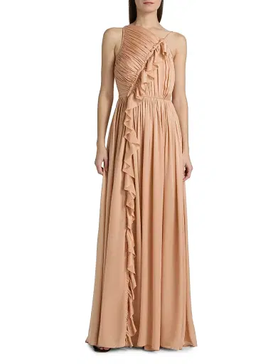 Ulla Johnson Women's Pleated Silk Gown - Sand | Thumbnail 3 Ulla Johnson Women's Pleated Silk Gown - Sand | Thumbnail 3