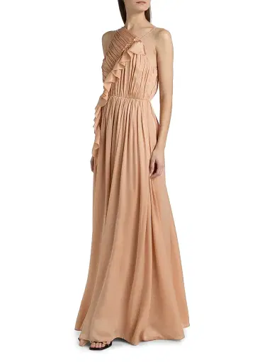 Ulla Johnson Women's Pleated Silk Gown - Sand | Thumbnail 4 Ulla Johnson Women's Pleated Silk Gown - Sand | Thumbnail 4