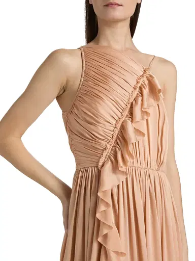 Ulla Johnson Women's Pleated Silk Gown - Sand | Thumbnail 6 Ulla Johnson Women's Pleated Silk Gown - Sand | Thumbnail 6