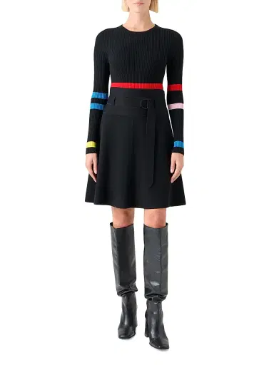 Akris punto Women's Colorblocked Stripe Wool Sweater - Black Multicolor | Thumbnail 2 Akris punto Women's Colorblocked Stripe Wool Sweater - Black Multicolor | Thumbnail 2