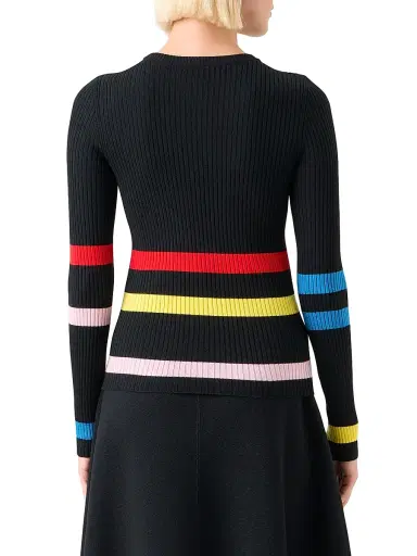 Akris punto Women's Colorblocked Stripe Wool Sweater - Black Multicolor | Thumbnail 5 Akris punto Women's Colorblocked Stripe Wool Sweater - Black Multicolor | Thumbnail 5