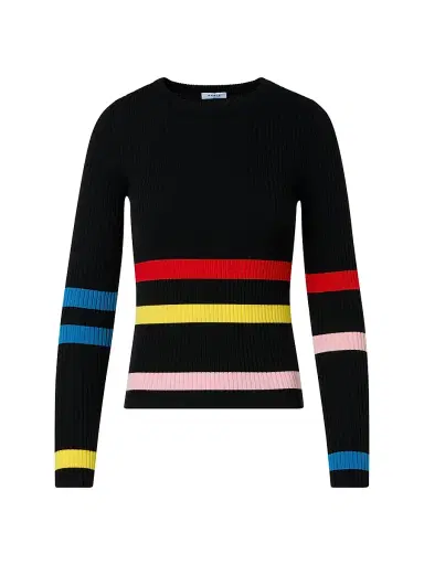 Akris punto Women's Colorblocked Stripe Wool Sweater - Black Multicolor | Thumbnail 1 Akris punto Women's Colorblocked Stripe Wool Sweater - Black Multicolor | Thumbnail 1