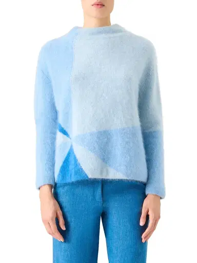 Akris Women's Colorblocked Cashmere Sweater - Powder Blue | Thumbnail 2 Akris Women's Colorblocked Cashmere Sweater - Powder Blue | Thumbnail 2