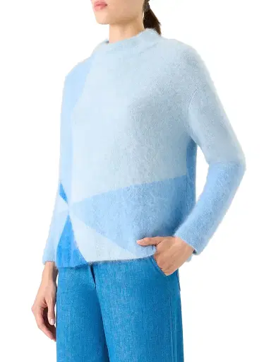 Akris Women's Colorblocked Cashmere Sweater - Powder Blue | Thumbnail 3 Akris Women's Colorblocked Cashmere Sweater - Powder Blue | Thumbnail 3