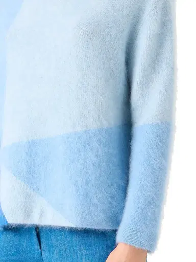 Akris Women's Colorblocked Cashmere Sweater - Powder Blue | Thumbnail 6 Akris Women's Colorblocked Cashmere Sweater - Powder Blue | Thumbnail 6