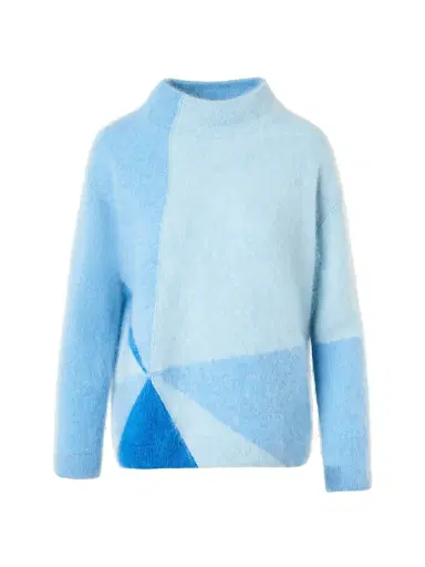 Akris Women's Colorblocked Cashmere Sweater - Powder Blue | Thumbnail 1 Akris Women's Colorblocked Cashmere Sweater - Powder Blue | Thumbnail 1