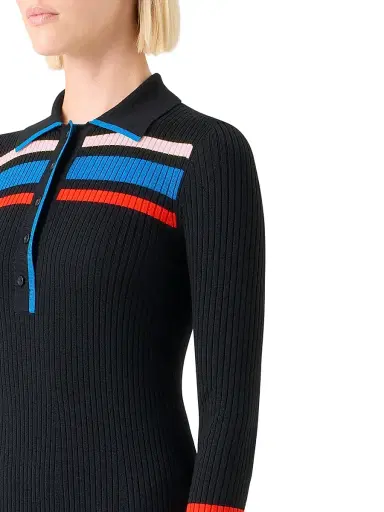 Akris punto Women's Colorblocked Stripe Rib-Knit Polo Dress | Thumbnail 5 Akris punto Women's Colorblocked Stripe Rib-Knit Polo Dress | Thumbnail 5
