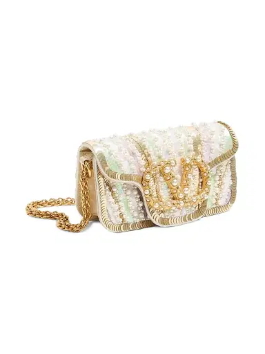 Valentino Garavani Women's Locò Embroidered Shoulder Bag with Jewel Logo | Thumbnail 2 Valentino Garavani Women's Locò Embroidered Shoulder Bag with Jewel Logo | Thumbnail 2
