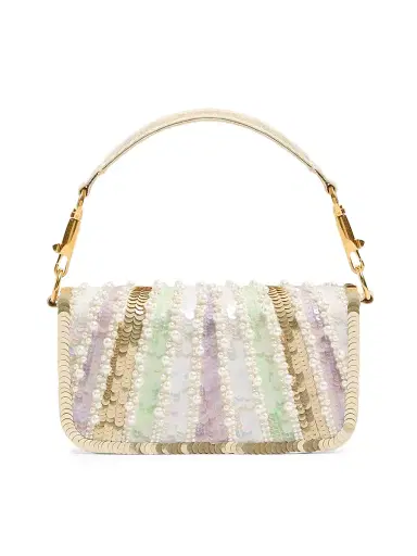 Valentino Garavani Women's Locò Embroidered Shoulder Bag with Jewel Logo | Thumbnail 4 Valentino Garavani Women's Locò Embroidered Shoulder Bag with Jewel Logo | Thumbnail 4