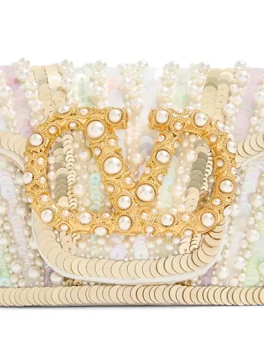 Valentino Garavani Women's Locò Embroidered Shoulder Bag with Jewel Logo | Thumbnail 6 Valentino Garavani Women's Locò Embroidered Shoulder Bag with Jewel Logo | Thumbnail 6