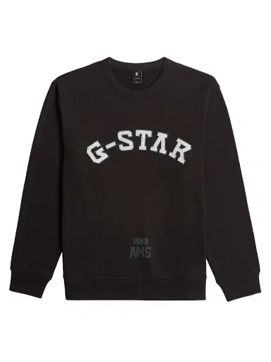 G-Star Men's Logo Cotton Relaxed-Fit Sweater - Dark Black | Thumbnail 1 G-Star Men's Logo Cotton Relaxed-Fit Sweater - Dark Black | Thumbnail 1