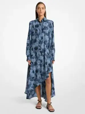 Michael Kors Collection Floral Chiné Silk Crepe De Chine Draped Caftan | Thumbnail 3 Michael Kors Collection Floral Chiné Silk Crepe De Chine Draped Caftan | Thumbnail 3