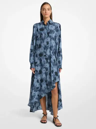 Michael Kors Collection Floral Chiné Silk Crepe De Chine Draped Caftan | Thumbnail 5 Michael Kors Collection Floral Chiné Silk Crepe De Chine Draped Caftan | Thumbnail 5